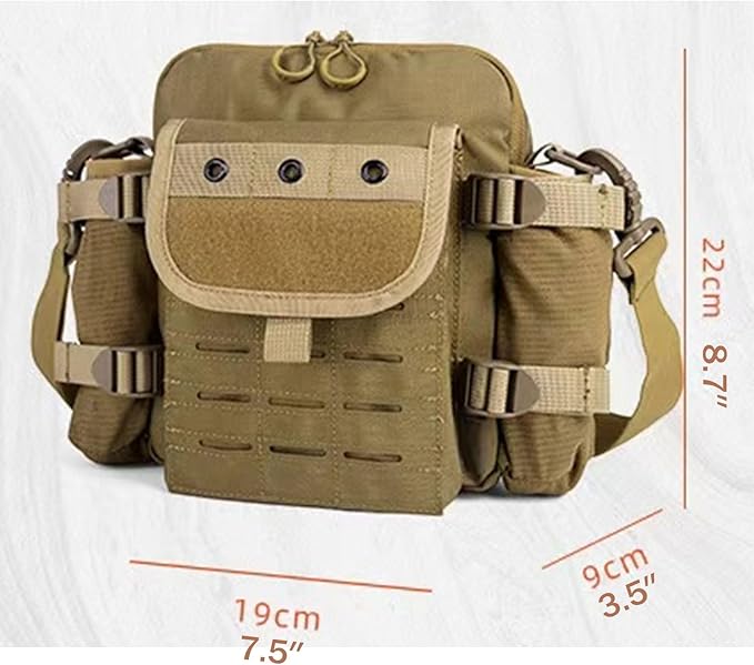 Laser Cut Molle Tactical Sling Bag Backpack for Men - Small EDC Military Molle Crossbody Shoulder Bags (Khaki)