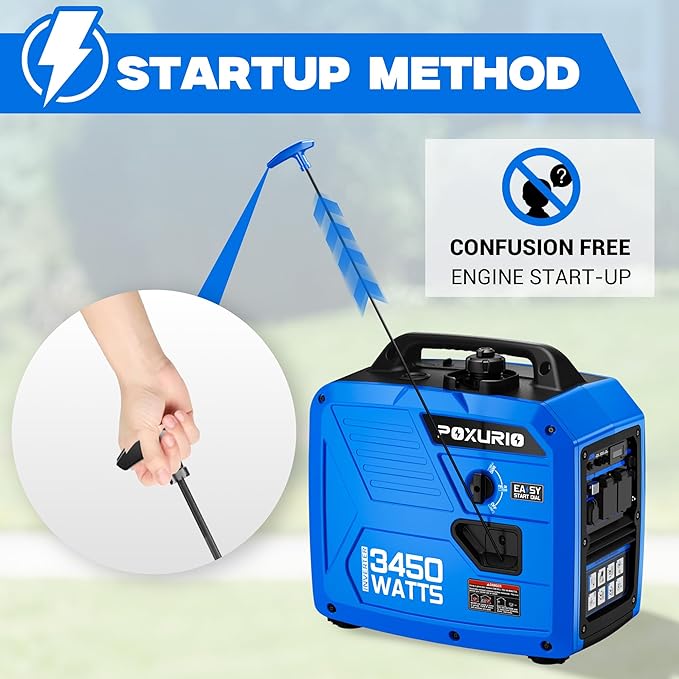 3450-Watt Portable Inverter Generator for Home Use 1.6Gallon Large Fuel Tank Up to 8.3 Hours Use 120V Gas Powered Generator Super Quiet - EPA Compliant
