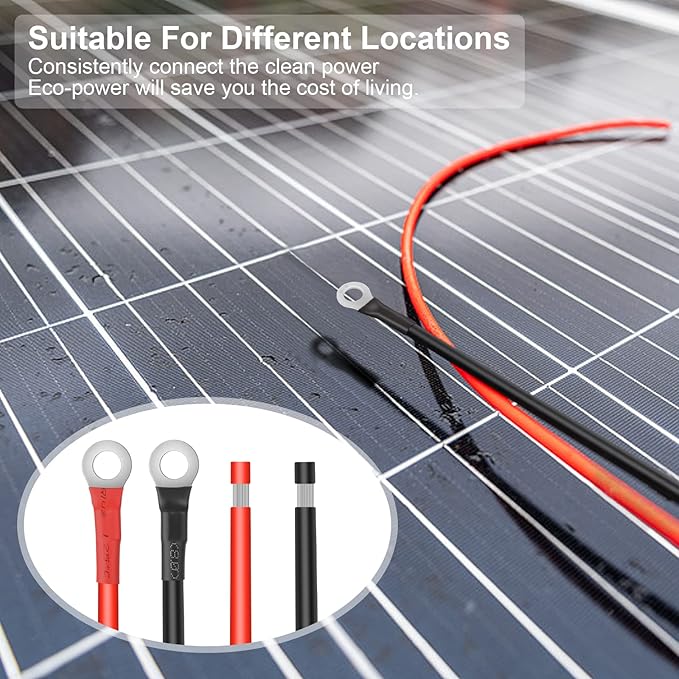 10 Gauge Battery Cable 10 Gauge Wire Connect Charge Controller to Battery Cable for Solar Panels Automotives RVs Motorcycles Boats (10AWG 16FT)