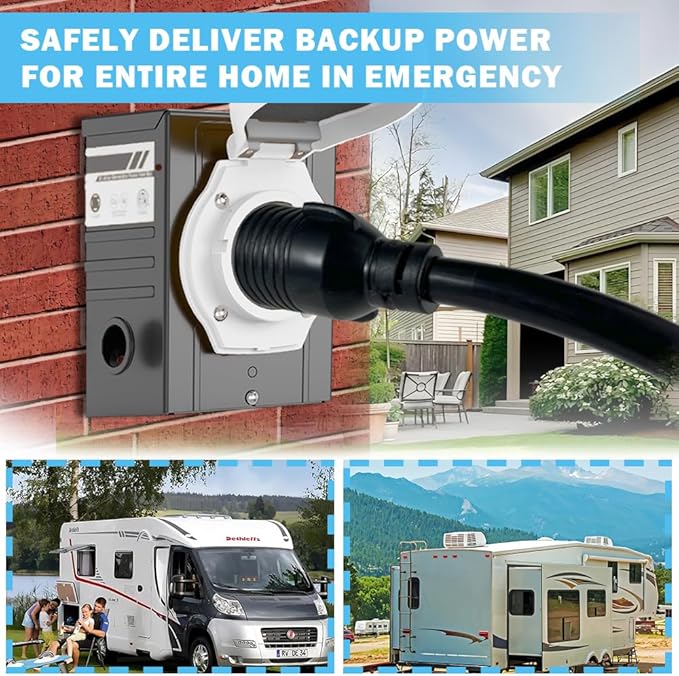 NEMA 3ft L14-30P to 50A SS2-50R with Locking Ring 120V/240 30 Amp 4 Prong Male to 4 Prong Twist Lock Receptacle Generator RV Marine Shore Boat Power Cord Adapter