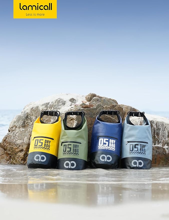 Lamicall 20L &amp 30L Dry Bag Waterproof Backpack - [Zippered Pocket] Roll Top Waterproof Bag Navy Blue &amp Lemon Yellow