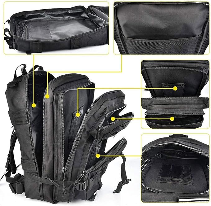 25L Tactical Backpack Lightweight Military Outdoor Travel Bag Men’s Camping &amp Climbing Sports Backpack (Black)