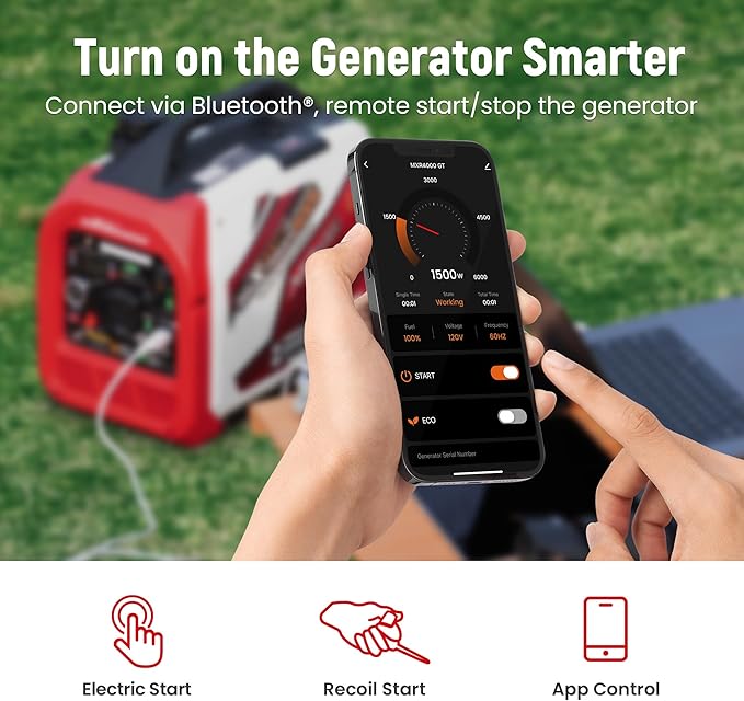 maXpeedingrods 4000 Watt Dual Fuel Inverter Generator with Bluetooth® Control Start and Display RV Ready Electric Start Quiet for Outdoor Camping Home Backup GardenPGMA Compliant