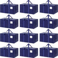12 Pack Extra Heavy Duty Large Moving Bags with Strong Zipper &amp Comfortable Handles Sturdy &amp Durable Clothes Storage Bags Totes Bins Packing Moving Boxes for College Supplies Dark Blue