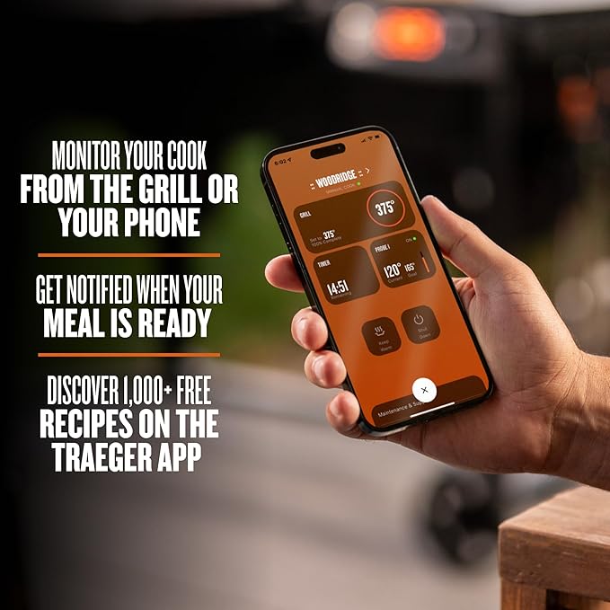 Traeger Grills Woodridge Electric Wood Pellet Grill and Smoker Wi-Fi Temperature Control up to 500 Degrees 860 Sq. In. Cooking Capacity 6-in-1 for Outdoor Grilling Smoking and BBQ TFB86MLH