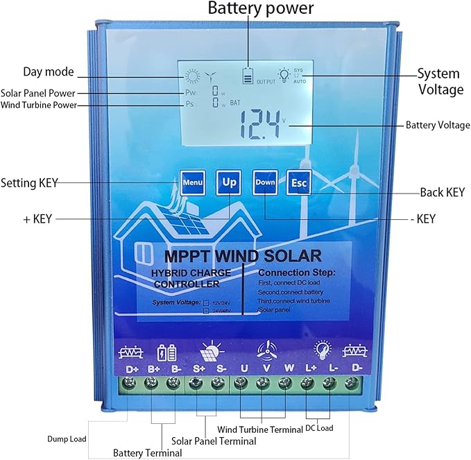 10000W Renewable Energy Controller Universal for Off Grid Wind Solar Hybrid Systems Hybrid Charge Controller12V-10000W