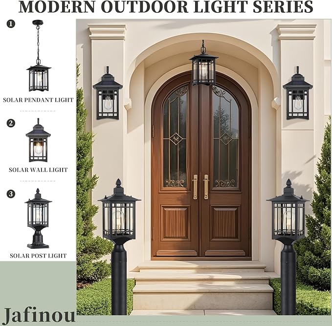 Outdoor Post Light17in Matte Black Lamp Post Light Fixture Waterproof Aluminum Housing with GlassOutdoor Lighting Pole Lantern for Outside Yard Patio Pathway Garden Deck Hard Wired