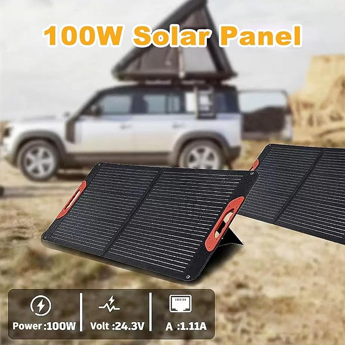 100W Portable Solar Panel for Power Station Compatible with Jackery Ecoflow Bluetti Anker and More Portable Power Stations Weatherproof for Camping RV Emergency Power (100W)