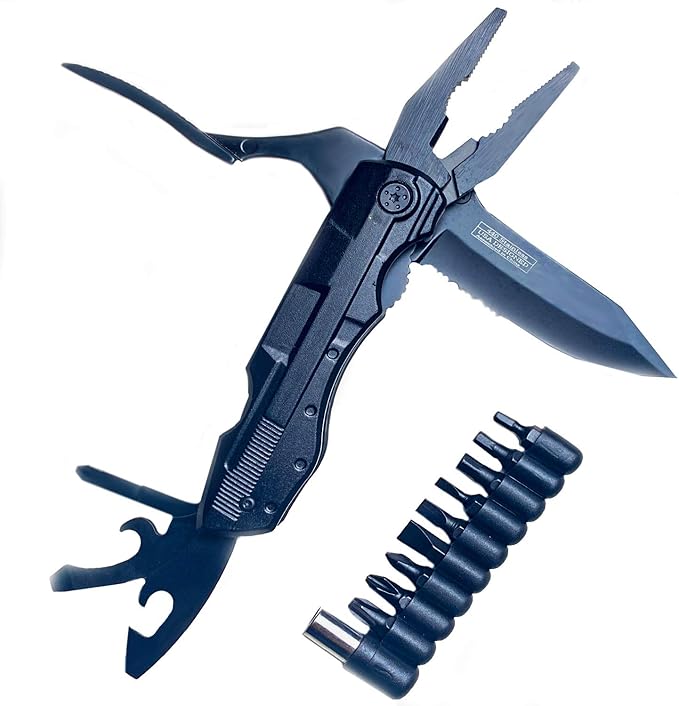 Falcon Multi Purpose Pocket Knife Designed With Many Functions In 440 Black Stainless Coated Steel