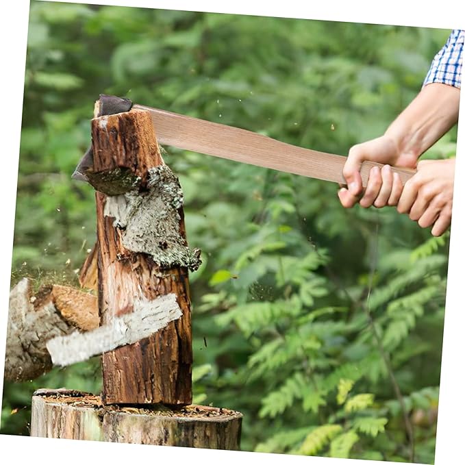 VICASKY 1Set Wooden Hatchet Handle Replacement Ash with Wedges Skid Grip for Easy Installation for Woodworkers and Outdoor Camping Tasks
