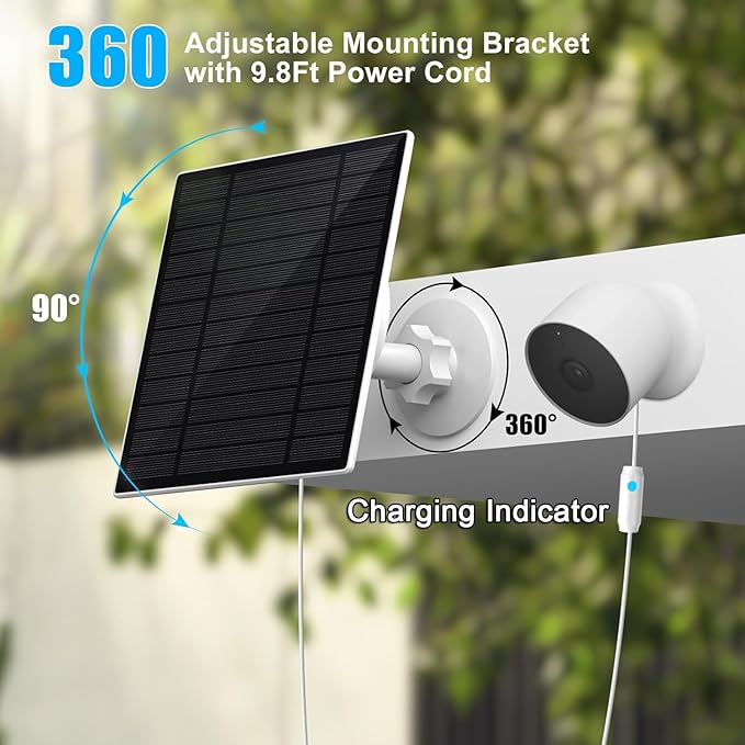 2pack Upgraded with Charging Alert Breathing Light. 6w Solar Panel Compatible with Google Nest Camera Outdoor &amp Indoor &amp 2nd Generation (Battery Version) Cameras Easy Install IP66 4m Cable