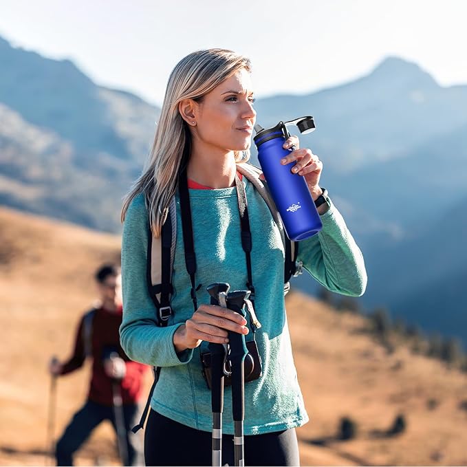Membrane Solutions C3 Filtered Water Bottle 32oz Stainless Steel Water Bottle with Replaceable UF+ACF Filter Cartridge Portable Water Filter Travel Hiking &amp Camping for Drinking Water