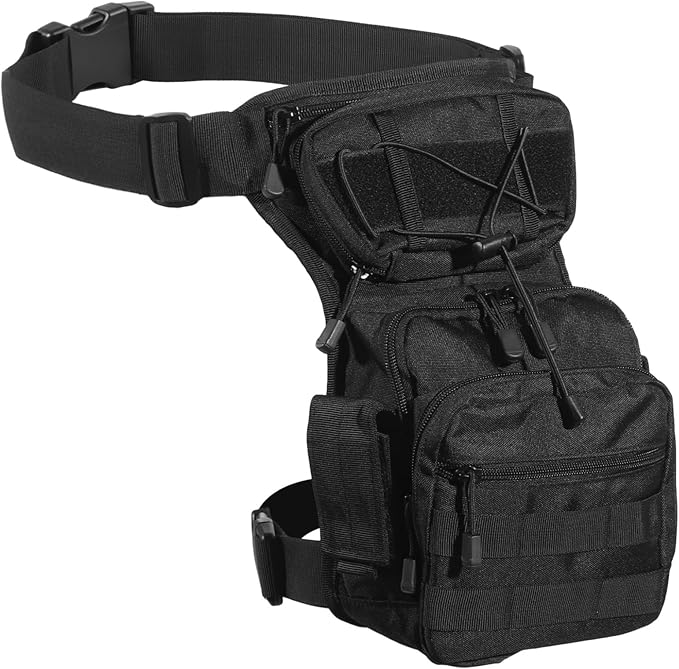 Tactical Drop Leg Backpack for Men Convertible Thigh Pouch with Adjustable Straps Multi-Use Outdoor Crossbody Bag for Adventure and Motorcycle