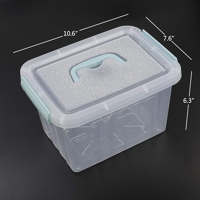 Gloreen 6 Packs 6 Quart Clear Lidded Storage Bins Plastic Latching Container Box with Handle