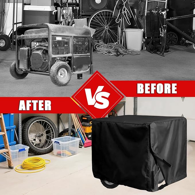 420D Heavy Duty Generator Cover for DeWalt DXGNR6500 8125W / 6500W Waterproof Portable Outdoor Generator Cover All Weather Protection with Windproof Buckle Straps