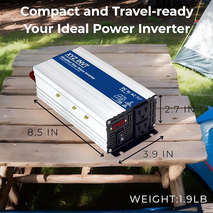 1000W Power Inverter 24V DC to 110V 120V AC Modified Sine Wave Car Power Inverter with 2 AC Outlets and LED Display for Vehicles Truck RV Home Emergency Camping Off-Grid Over 90% Efficiency