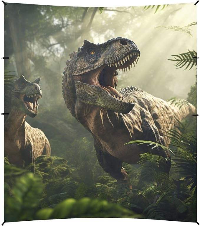 ALAZA Dinosaurs in The Forest 3D Render Illustration Beach Tent Sun Shelter Portable Canopy Sunshade for Outdoor Camping Picnics Backyard Fun 10x9 ft