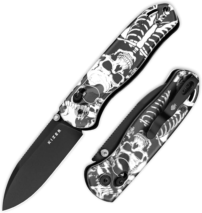 Kizer Drop Bear EDC Pocket Knife 2.97” Nitro-V Blade Acrylic Handle Folding Knife with Thumb Stud Opener Clutch Lock EDC Knives for Men Women Gift V3619A12