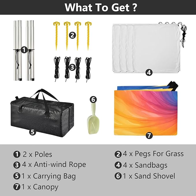 Darkorchid Tie Dye Background Rainbow Colors Tie-dye Pattern Foldable Beach Canopy UPF50+ Easy Setup Portable Sun Shelter with Sturdy Poles Sandbags and Shovel for Camping Trips Fishing