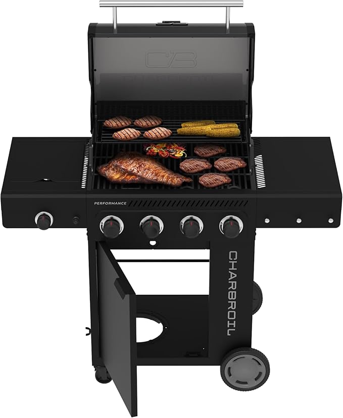 Charbroil Performance Series 4-Burner Gas Grill Cabinet with Side Burner Black - 463253925