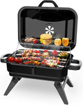 BBQCuker Portable Charcoal Grill with Warming Rack Small Tabletop Barbecue Grill Foldable Legs Adjustable Vent Total 343 Sq. In.Cooking Space Outdoor BBQ Grill for Camping and Picnics (Black)