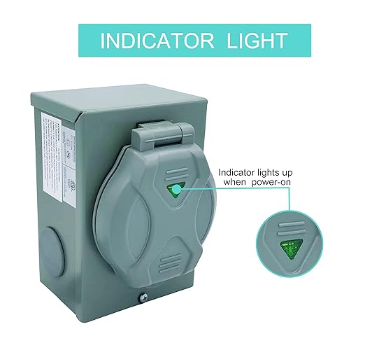 30-Amp Generator Inlet Box NEMA L14-30P RV Generator Power Inlet Box Indoor/Outdoor Waterproof Transfer Switch PB30 Inlet Box Plug 4 Prong 125/250 Volts Up to 7500 Watts ETL Listed