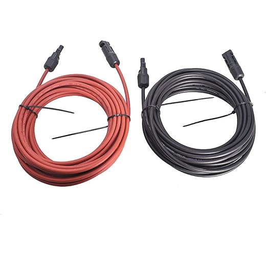 WFLNHB 30FT 12AWG Black + Red 12 Gauge Solar Panel Extension Cable Wire with Female and Male Connector Solar Connector