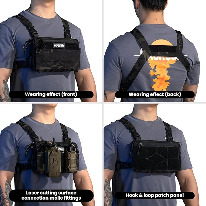 EXCELLENT ELITE SPANKER Tactical Chest Rig Pack EDC Chest Bag Molle Utility Chest Pouch for Outdoor Hunting Workouts Hiking