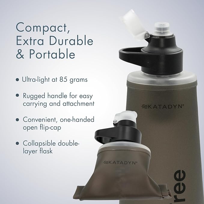 Katadyn BeFree 1.0L Ultralight Collapsible Water Filter Bottle for Hiking Camping Backpacking