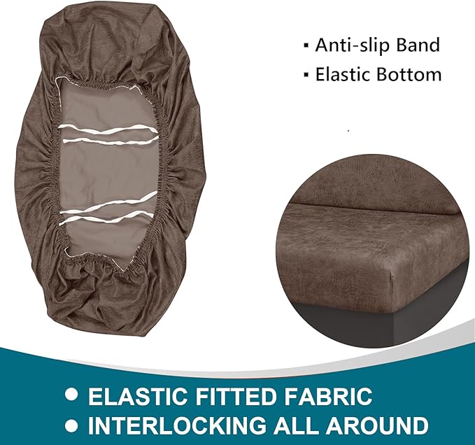 KRFOONN Stretch RV Dinette Cushion Covers Leather Look Camper Cushions Covers Replacement Couch Cushion Slipcovers Loveseat Slipcovers for Travel Trailer Couch (2 Backrest Cover &amp 2 Bench Cover T