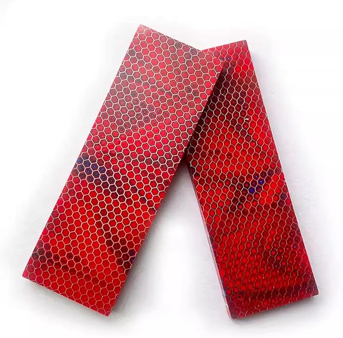 Red Blue Resin Knife Handle Blank Material 2pcs DIY Honeycomb Structured Textured Tool Patch
