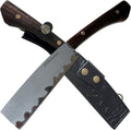 13.6【Handmade Machete】 Japanese Tradition NATA - FullTang 60HRC High Carbon Steel Blade Ebony Wood Handle with Cowhide Scabbard