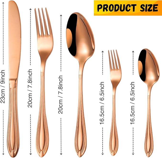 20-Piece Stainless Steel Flatware Set - 18/10 Rustproof Silverware for 4 (5-Piece Setting) | Dishwasher Safe Ergonomic Grip | Wedding &amp Household Cutlery Set in Gift Box
