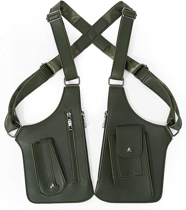 Double Shoulder Bag Adjustable Tactical Armpit Pouch for Men Anti-Theft Underarm Leather Wallet Pocket Holster