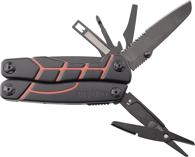 Ugly Stik Ugly Tools Multitool Knife for Fishing 11-in-1 Fishing Tool for Anglers Includes Pliers Scissors Knife and Screwdriver Non-Slip Grip Handle