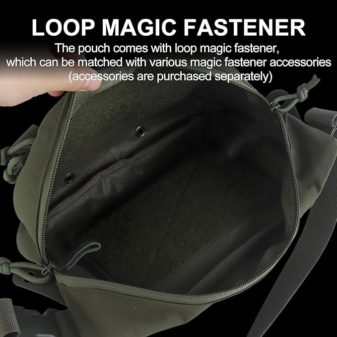 Zhongren Tactical Drop Waist Pouch Adjustable Waist Belt Bag Molle Tool Pouch with Hook and Loop for Tactical Vest Chest Rig (Green)