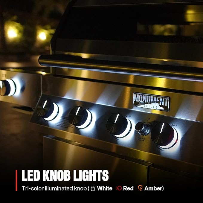 Monument Grills 6+1 Convertible Natural Gas Smart bbq Grill 6 Burners &amp 1 Side Burner Stainless Steel Denali 605 with Smart Technology Knob Controls (Without Conversion Kit)