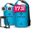 Earth Pak Waterproof Dry Bag - Roll Top Waterproof Backpack Light Blue 5L &amp 20L