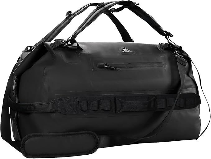 Haimont Large Waterproof Duffel Backpack Roll-Top Heavy Duty Dry Duffle Bag for Boating Travel Motorcycle Kayaking Camping 60L