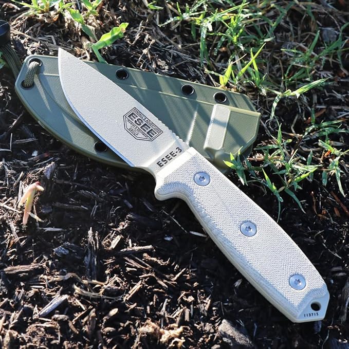 ESEE Knives 3P Fixed Blade Knife with Molded Polymer Sheath