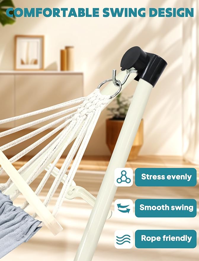 Anyoo 2 in 1 Hammock and Swinging Chair with Collapsible Steel Stand &amp Carrying CasePortable &amp AdjustableEasy Set Up for OutdoorIndoorPorch SwingPatioGardenCamping Trip