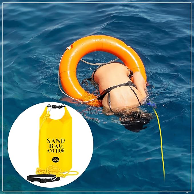 ShinyRelief 2 Set 10L/20L Sand Anchor Bags 2 in 1 PWC Kayak Anchor Kit for Float with Adjustable Straps Waterproof Dry Bags for Kayak Boat Pool Beach Floats Inflatables Water Sports