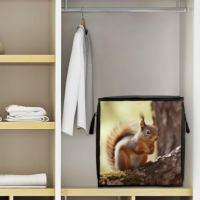 Comforter Storage Bag Clothes Storage Bins with Lids Foldable Funny Squirrel1 Print Storage Containers for Clothing Blanket Bedding Comforter