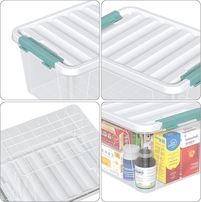 20 Quart Storage Box Bins with Lids Clear Plastic Latch Totes for Storage 6 Packs