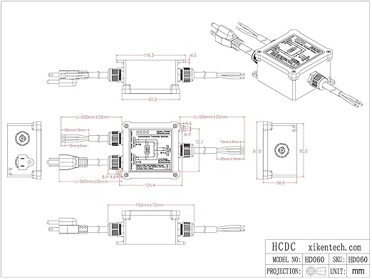 AC120V 15Amp Automatic Transfer Switch ATS Auto Transfer Switch (Core Wires + NEMA 5-15P)