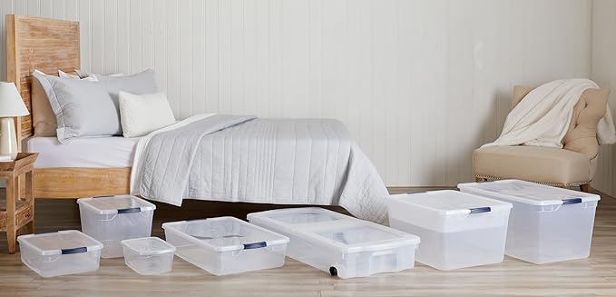 Rubbermaid Cleverstore 6 Qt Clear Storage Bins with Lids 12-Pack Stackable BPA-Free Made in USA