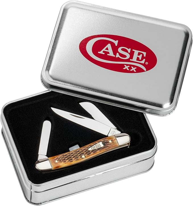 Case XX Pocket Knife BURNT AMBER BONE MEDIUM STOCKMAN IN GIFT TIN Item #10778-6318 SS - Length Closed: 3 5/8Inches