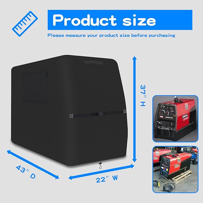 Waterproof Engine Welder Generator Cover-Heavy Duty 600D Oxford for Ranger GXT Series WelderAll Weather Protection Black