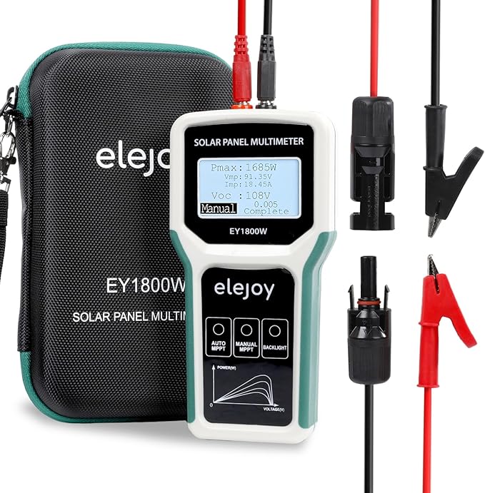 1800W Solar Panel Tester MPPT Photovoltaic Multimeter &amp Watt Meter Smart Portable Tool for Solar PV Panel Data &amp Troubleshoot Measures Power Output Performance and Open Circuit Voltage