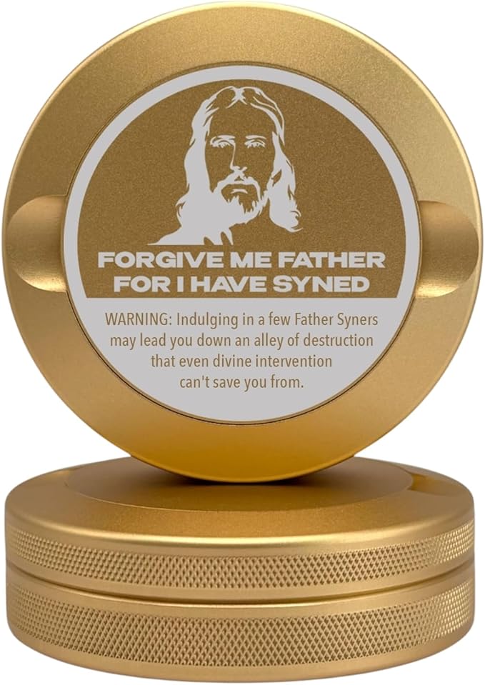 Forgive Me Father | Metal Container for Pouches Premium Aluminum Can &amp Rugged Holder | Extra Capacity Knurled Grip &amp Used Pouch Storage | EDC (Champagne Gold)